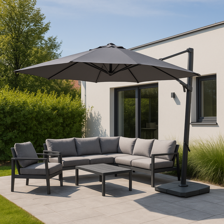 Parasol ogrodowy Voyager T1 3×2 m – kompaktowy parasol ogrodowy z boczną nogą do mniejszych przestrzeni